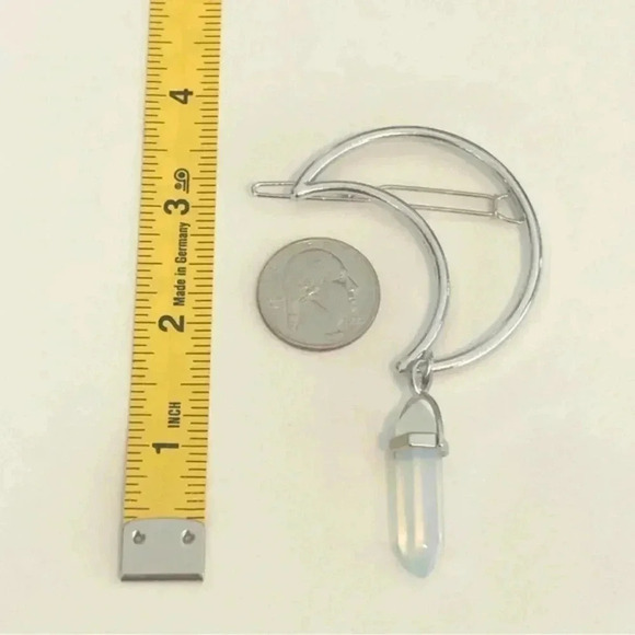 Opalite Crystal Moon Metal Hair Clip Barrette NWT - Picture 3 of 3